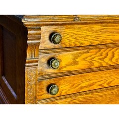RARE Vintage J. & P. Coats Oak Spool Cabinet Brass Knobs Excellent Condition