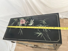 Mid Century Chinese Console Cabinet Double doors, Two Drawers Chinoiserie Carved