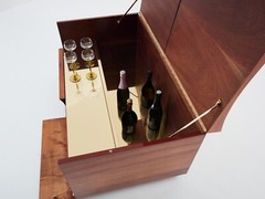 Michel Lefevre veneer marquetry cabinet bar chest 1960