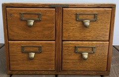 Vintage 4 Drawer Wooden Card Catalog File Cabinet Library Bureau Sole Makers