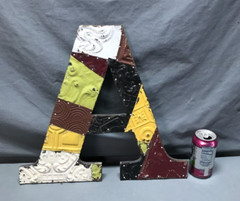 Decorative Salvage Tin Ceiling 16″ Patchwork Metal VTG Letter A Old 309-25B