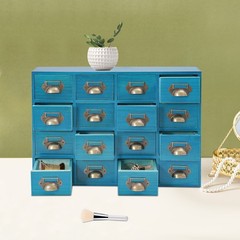 16 Drawers Vintage Tabletop Library Card Catalog Cabinet Apothecary Storage Box