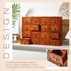 16 Drawers Apothecary Cabinet Library Card Catalog Cabinet Tabletop Vintage Apot