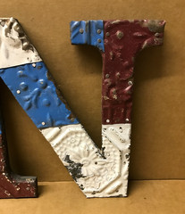 Decorative Salvaged Tin Ceiling 8″ Patchwork Mix Color Letter N Metal 160-26B