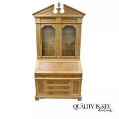 Chapman Italian Neoclassical Burl Wood Patchwork Olivewood Tall Secretary Desk