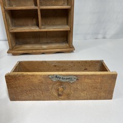 Antique Wood Apothecary Spice Cabinet 9 Metal Labeled Drawers 18.5” x 10”