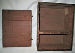 ANTIQUE COUNTRY PRIMITIVE KIMBALLS STOVE POLISH MA USA WOOD BOX CABINET CUPBOARD