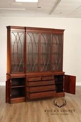 Regency Style Mahogany Breakfront Bookcase Cabinet
