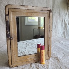 Antique 1920’s Metal Shaving Cabinet With Mirror
