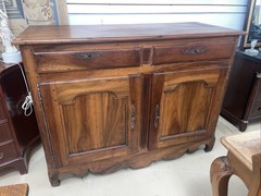 Antique French Louis XV Philippe Figured Walnut Chest Commode Sideboard Server