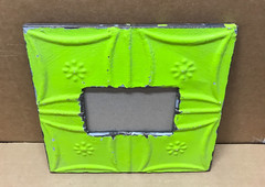 VTG 11″ Sq. Photo 4×6 Tin Ceiling Metal Fresh Green Picture Frame Old 632-26B