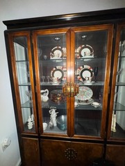 stunning antique china cabinet w/ glass doors made of mahogany and cherry wood
