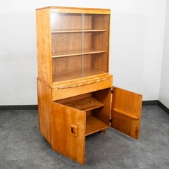 Mid Century Modern Credenza Display China Cabinet Heywood Wakefield Champagne