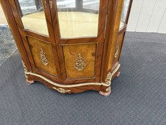 67340 Louis XV Inlaid Curio Cabinet with Bronze Ormalu