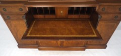 Charak Mahogany Inlaid Individual Bubble Glass Butlers Desk Breakfront Cupboard
