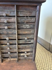 Antique Wooden Cabinet Letter Check File Drawers Industrial Register Desk Cubby