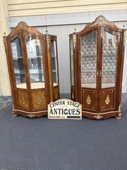 67340 Louis XV Inlaid Curio Cabinet with Bronze Ormalu