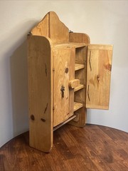 Primitive Handmade Wood Wall Cupboard Iron Hardware Medicine Cabinet Mexico