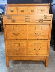 Antique American Quarter-Sawn Oak Stacking Flat File Drawer File Cabinet 1915