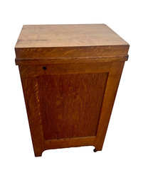 Rare Antique File Cabinet Tilt Open Top Index Card drawers Paneled Sides Casters