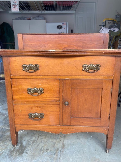 Antique Oak commode cabinet