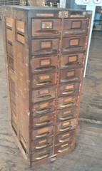 Antique 20 Drawer Lovely mitered Hardwood Wood Cabinet – USA -a