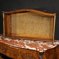 Lombard commode dresser 3 drawers inlaid Louis XV style marble 20th century