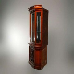 Antique Cherry Faceted & Mirrored Corner Cabinet c1890
