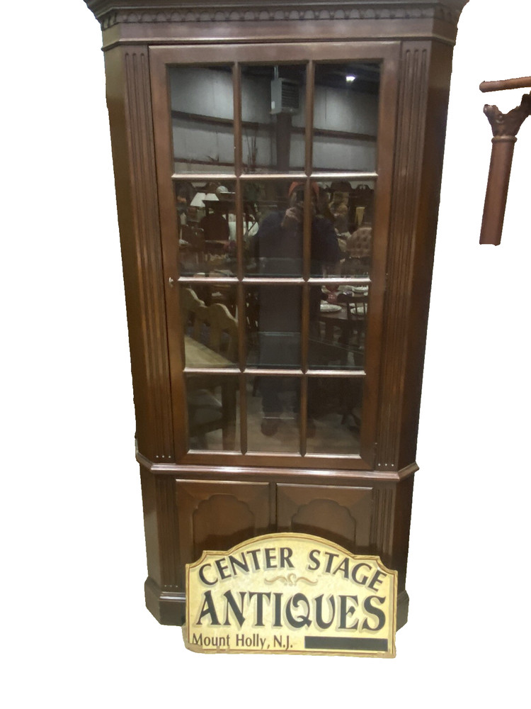 65051 Custom Hand Made Mahogany Corner China Cabinet Curio