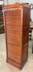 Antique Quarter Sawn Oak Tambour Pull out Drawer Filing Cabinet Circa 1900