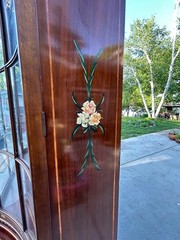 Satinwood Chiffonie adams revival antique hand painted china hutch cabinet hutch