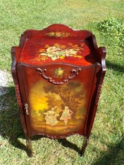 Vintage French Vernis Martin Style Hand Painted Music Cabinet Record Stand