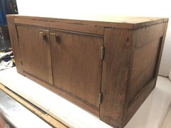 Antique Vintage Farmhouse Wood 2 Door Cabinet Shabby Chic Small 22″ x 12″ x 10.5