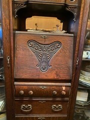 Antique Hutch Cabinet- stained glass