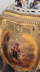 Gilt & Vernis Martin – Marble Top Bombay French Design Commode 41” X 27” X 17”