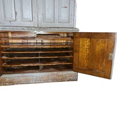 Orig. Paint, 19th c. Scandinavian Raised Panel Office Cabinet Signed/Dated