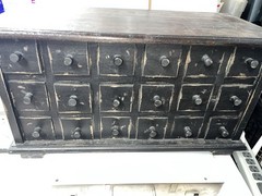 Vintage Style Apothecary Cabinet 18 Drawer Black Distressed Storage Chest 12×25