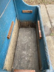 Antique 19th Cent Primitive Pine Blue Painted Cupboard Grain Box Sink we Deliver