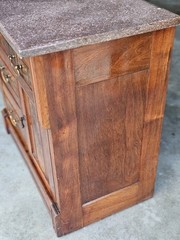 Antique Cabinet With Beautiful Inlay Lovely Marble Top & Original Hardware