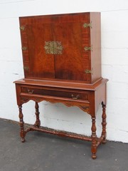 Chippendale Early 1920s Tall China Cabinet Cupboard with Brass Accent 6453