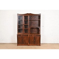 Don Shoemaker Studio Cocobolo Rosewood Breakfront Bookcase Cabinet, Circa 1970s