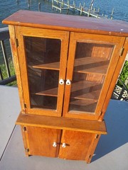 Antique Child’s size Wooden Step Back Cupboard Cabinet