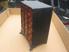 ORIGINAL OLD AMERICAN MADE SMALL 18 DRAWER WOODEN SPICE OR VALUABLES CABINET