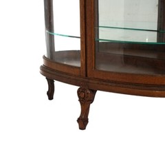 Antique RJ Horner School Carved Oak & Curved Glass China Cabinet C1910