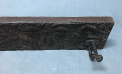 VTG Decorative Patchwork Rust 23″ Tin Ceiling Metal 3 Hook Rack Old 140-25B