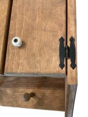 Rustic Solid Wood Hanging Medicine Spice Cabinet Primitive Custom VTG Hearts