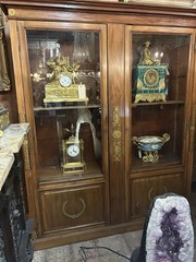 A French Empire style Parquetry Vitrine Cabinet , Gilded Bronze circa 1880