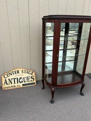 67681 Mahogany Serpentine China Cabinet with Claw Feet, 1930s