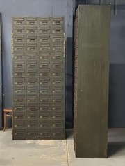 Large Antique Wood Drawer Cabinet Set