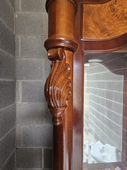 Pulaski Antique Wood Glass Display Cabinet with Carvings Mirror Back